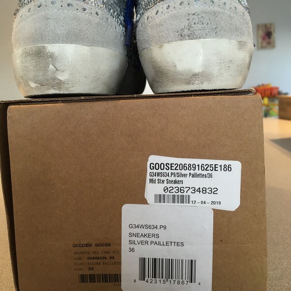 Golden Goose Mid Star Sneaker Silver Paillette NIB - Picture 3 of 8
